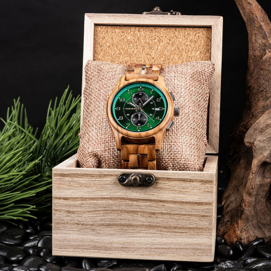 Mens Handcrafted Vintage Wood Wristwatch