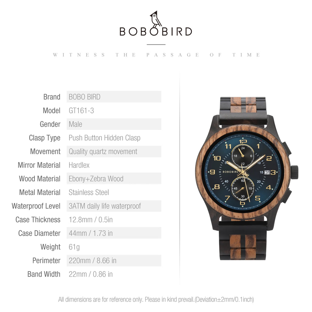 Mens Handcrafted Vintage Wood Wristwatch