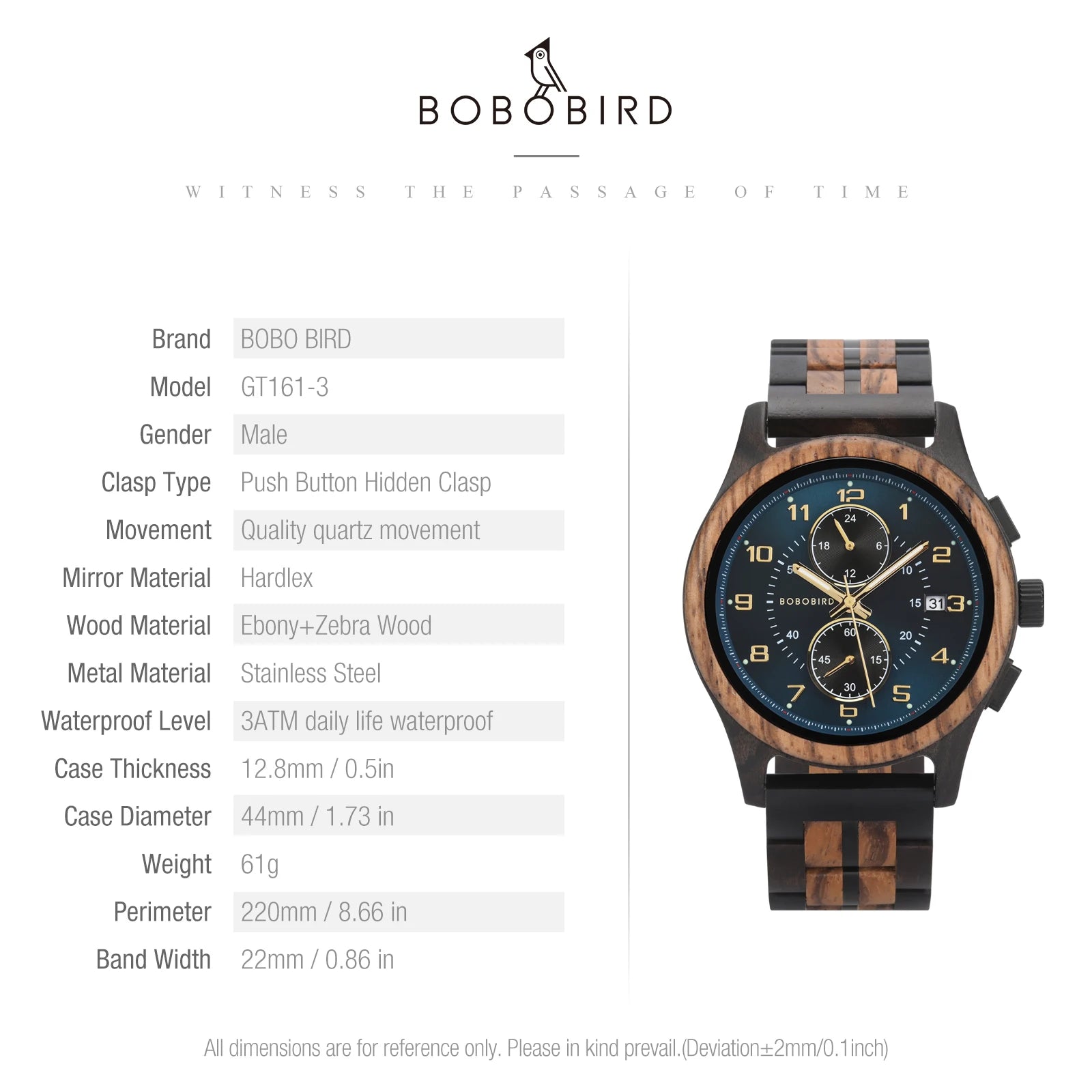 Mens Handcrafted Vintage Wood Wristwatch
