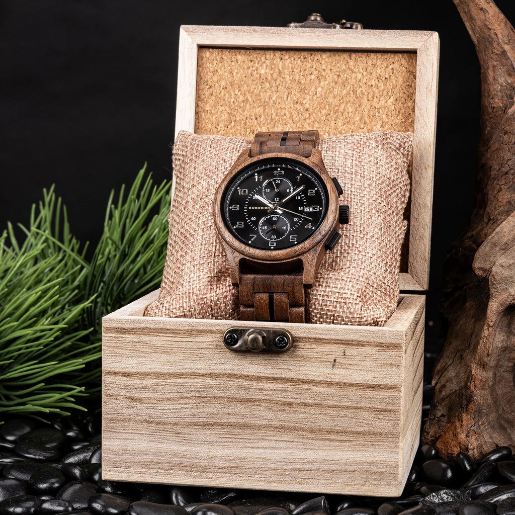 Mens Handcrafted Vintage Wood Wristwatch