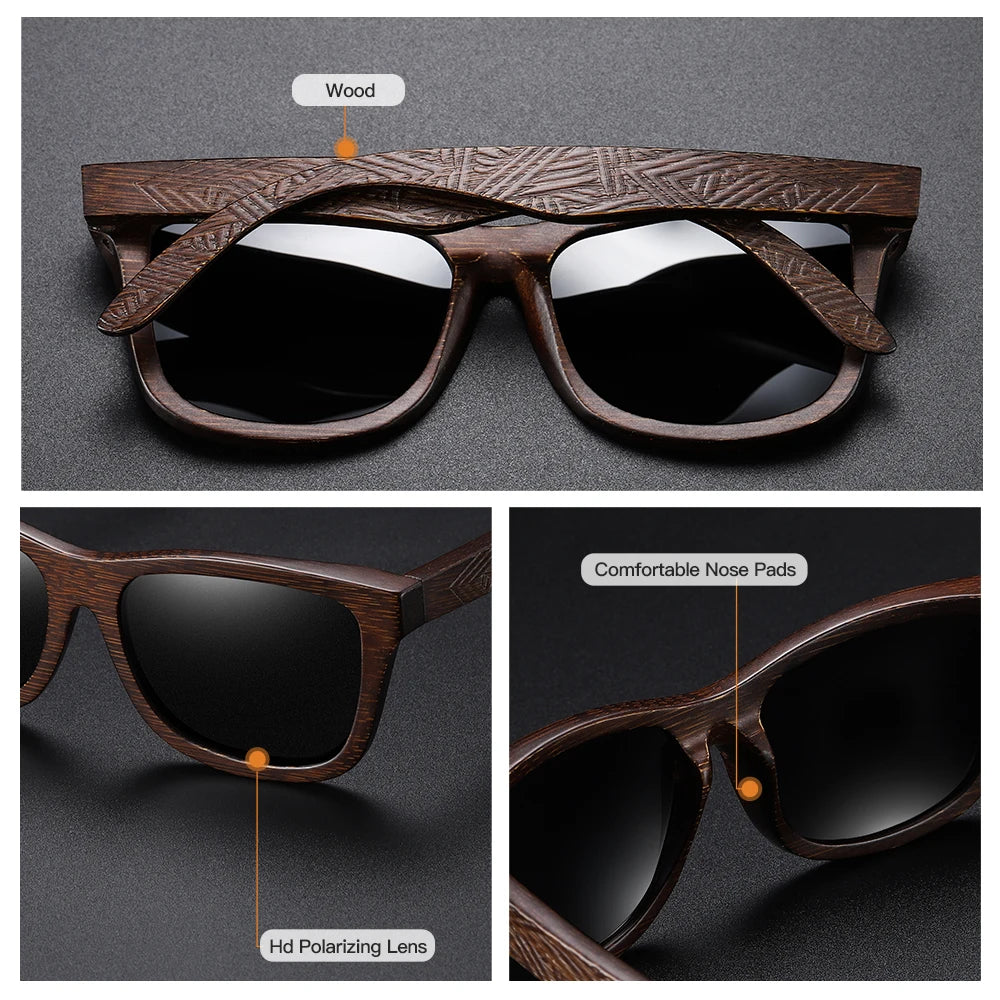 Natural Bamboo Wooden Sunglasses With Gift Box