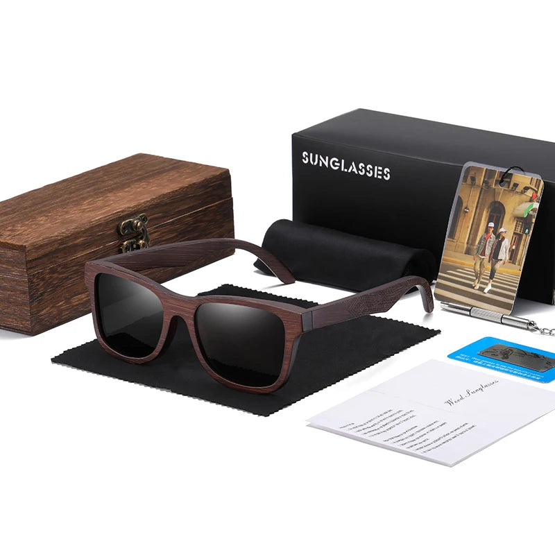 Natural Bamboo Wooden Sunglasses With Gift Box