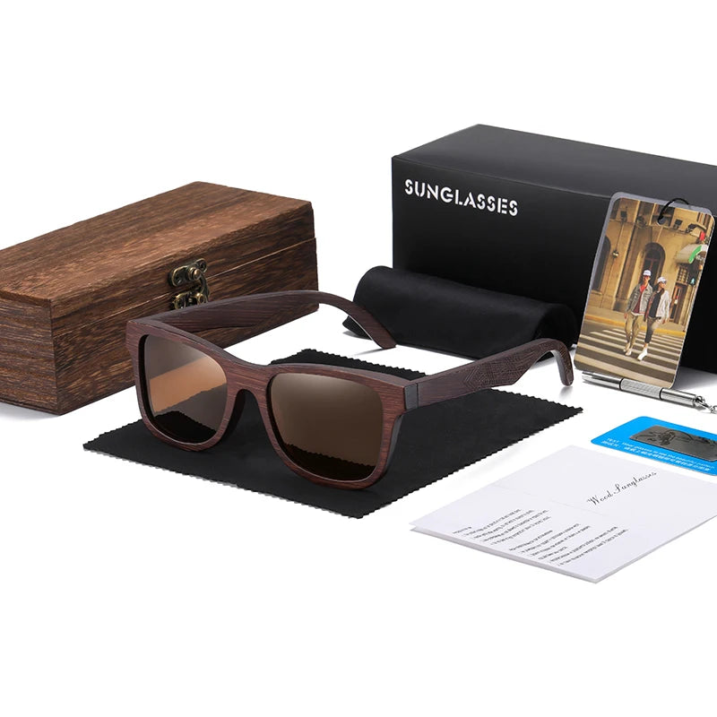 Natural Bamboo Wooden Sunglasses With Gift Box