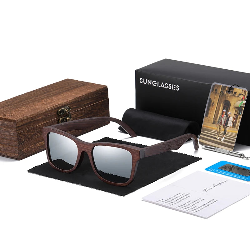 Natural Bamboo Wooden Sunglasses With Gift Box