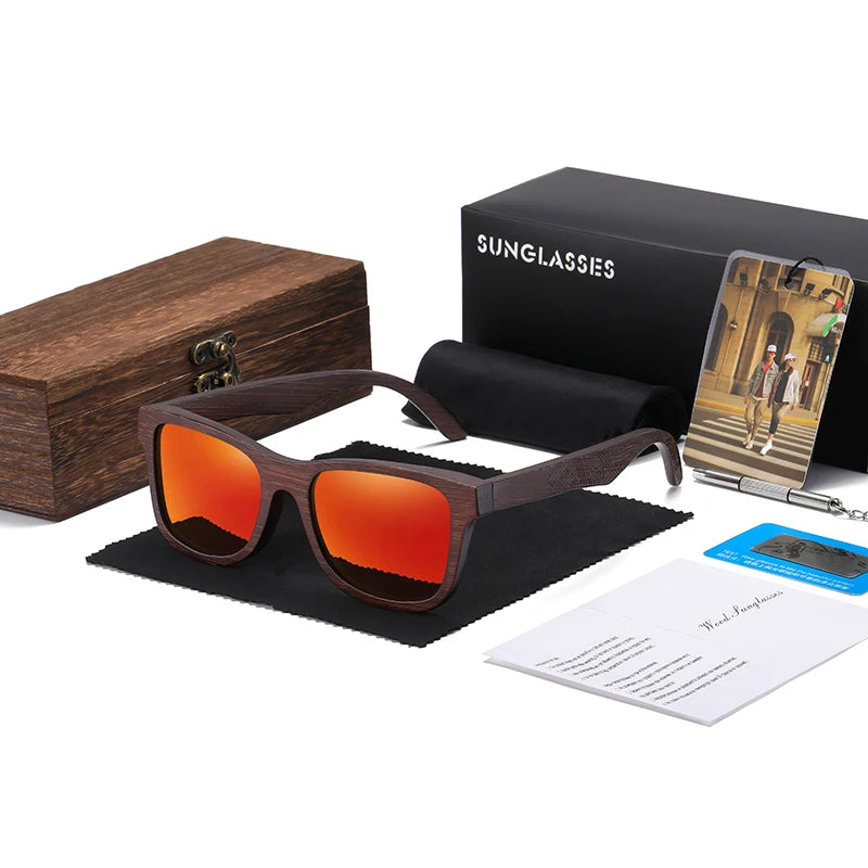 Natural Bamboo Wooden Sunglasses With Gift Box