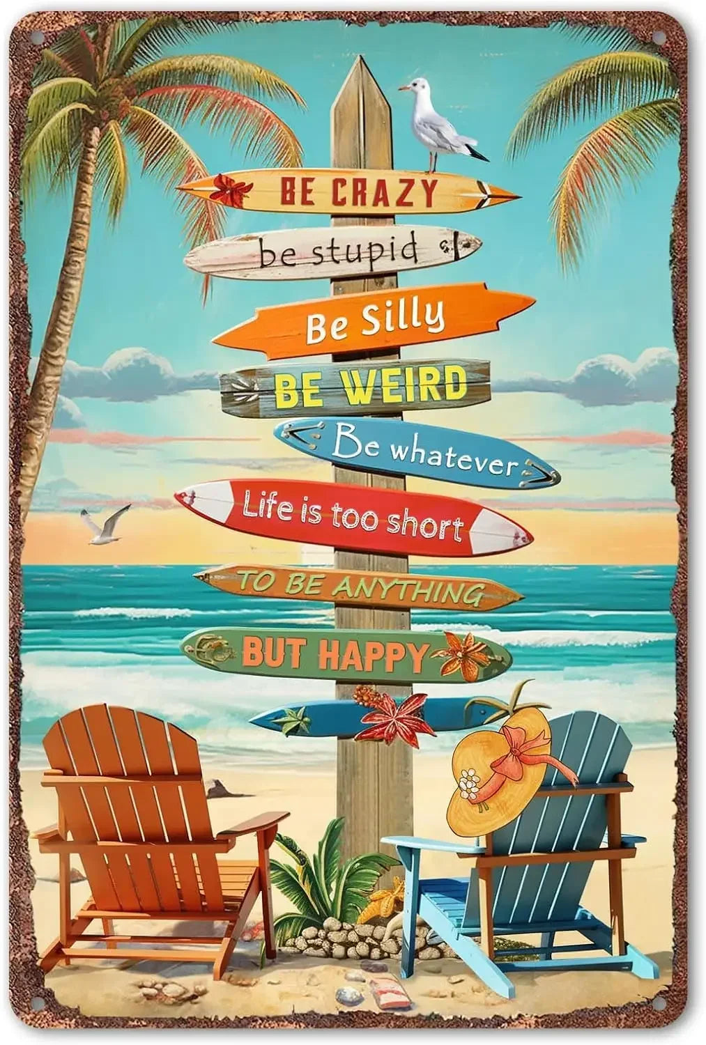 Retro Tin Beach Signs - Buy 2 Get 1 Free