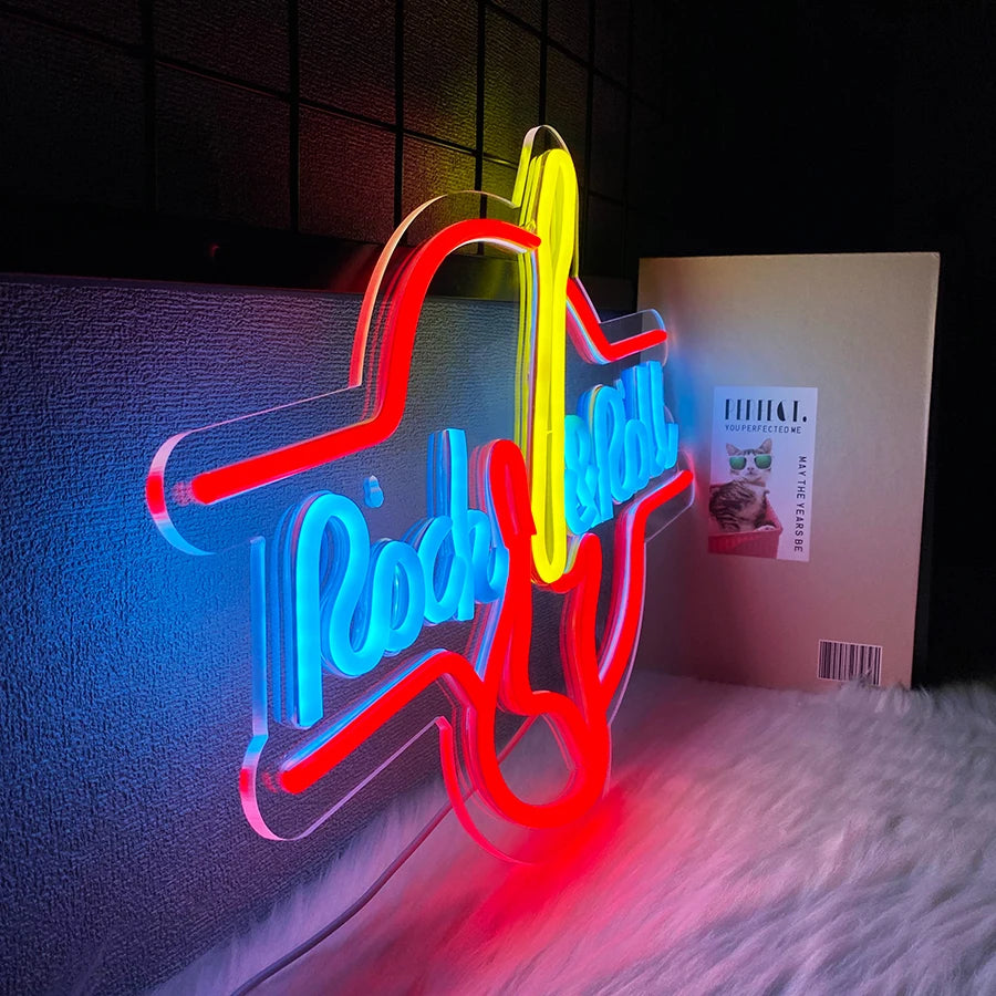 Rock Roll Music Neon Sign