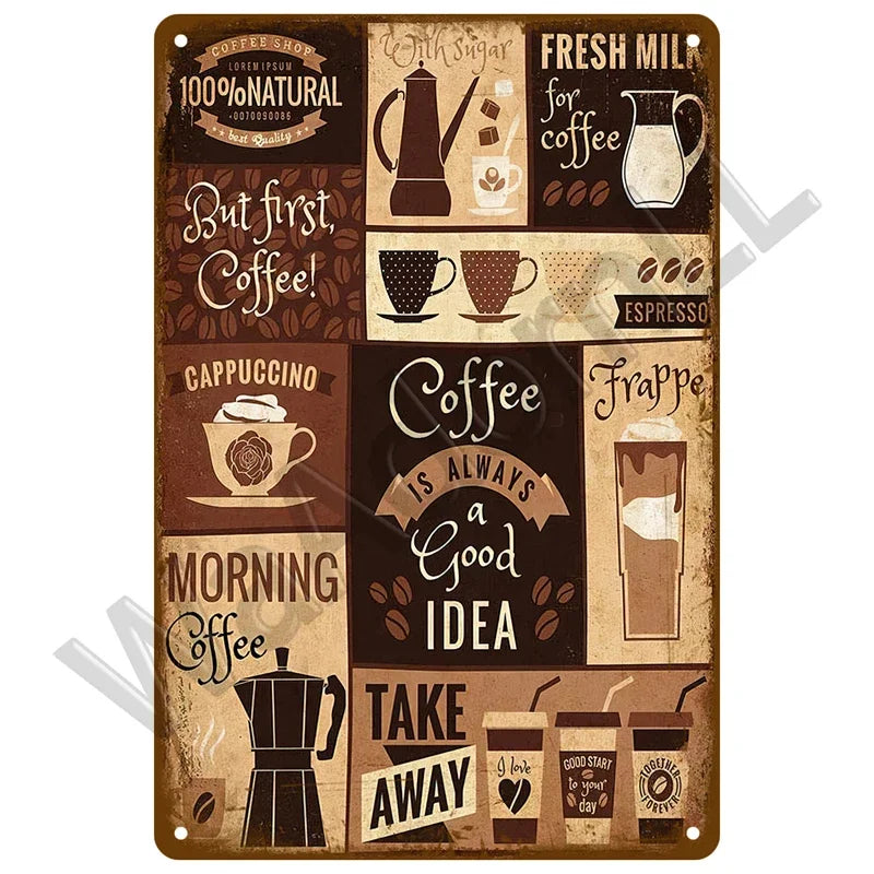 Various Vintage Coffee Metal Signs - Buy 2 Get 1 Free