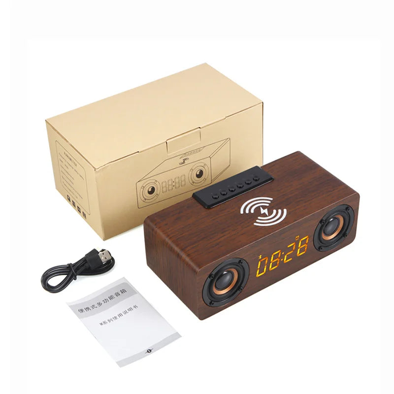 Fast Wireless Charger & Bluetooth Wooden Speaker