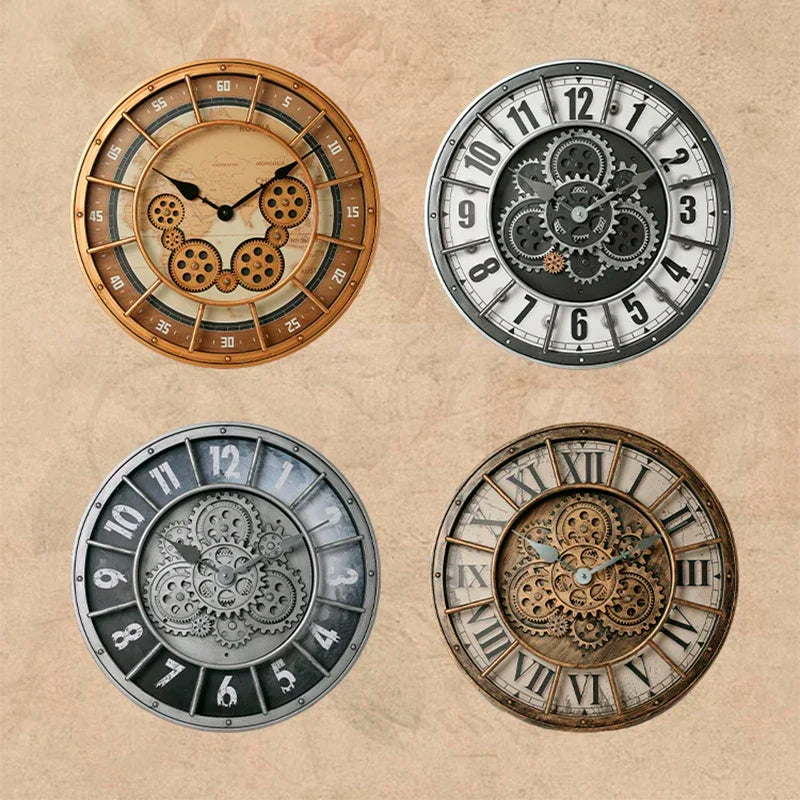 Retro Industrial Gear Wall Clock