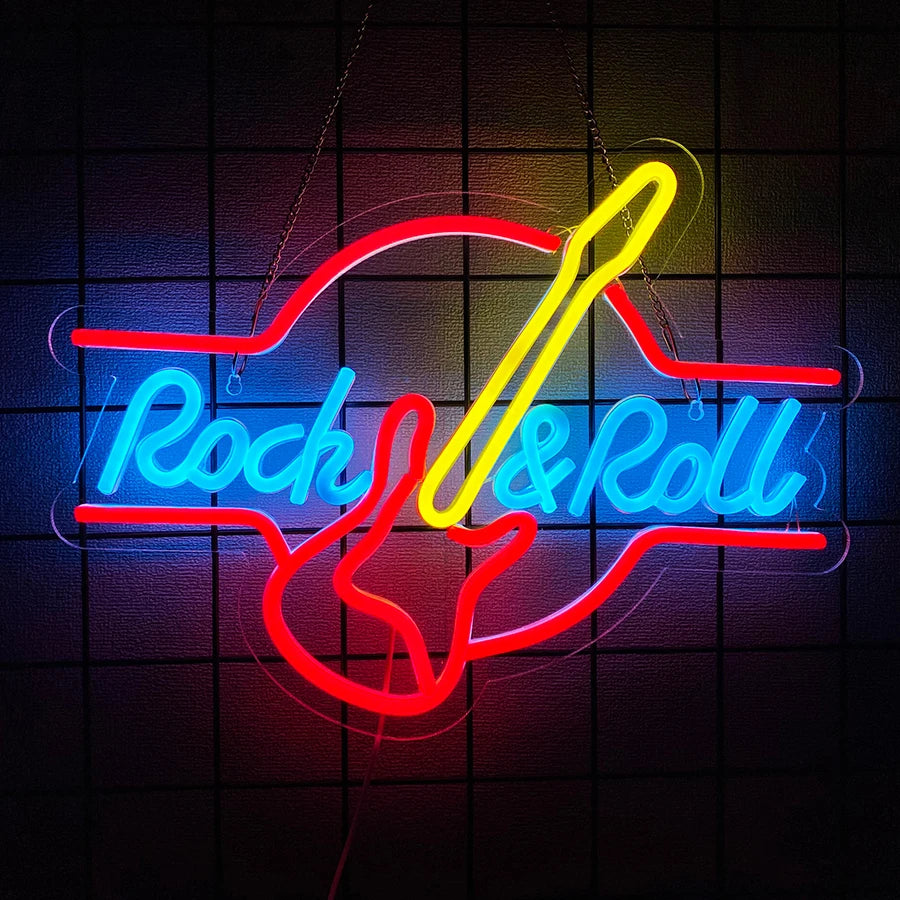 Rock Roll Music Neon Sign