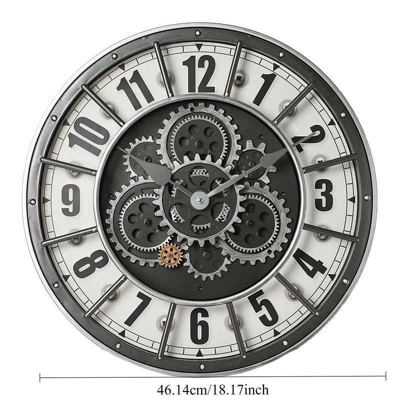 Retro Industrial Gear Wall Clock