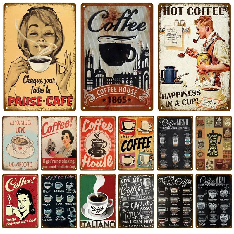 Various Vintage Coffee Metal Signs - Buy 2 Get 1 Free
