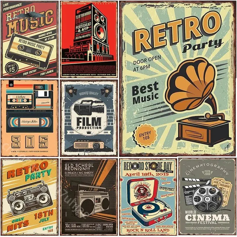Retro Vintage Music Tin Signs - Buy 2 Get 1 Free