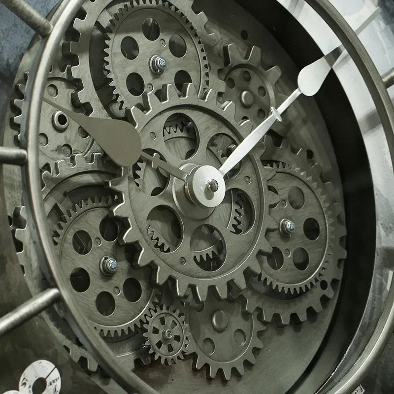 Retro Industrial Gear Wall Clock