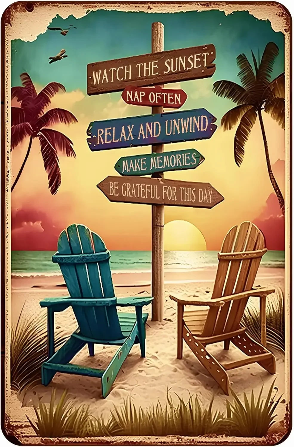 Retro Tin Beach Signs - Buy 2 Get 1 Free