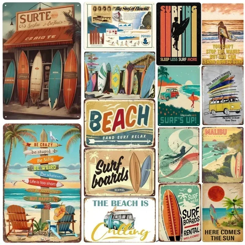 Retro Tin Beach Signs - Buy 2 Get 1 Free