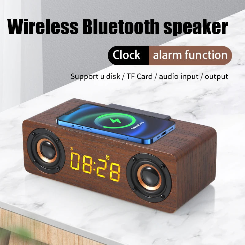 Fast Wireless Charger & Bluetooth Wooden Speaker