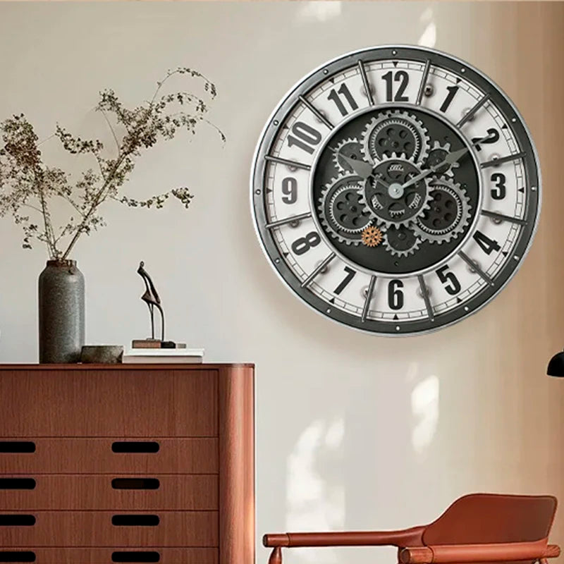 Retro Industrial Gear Wall Clock
