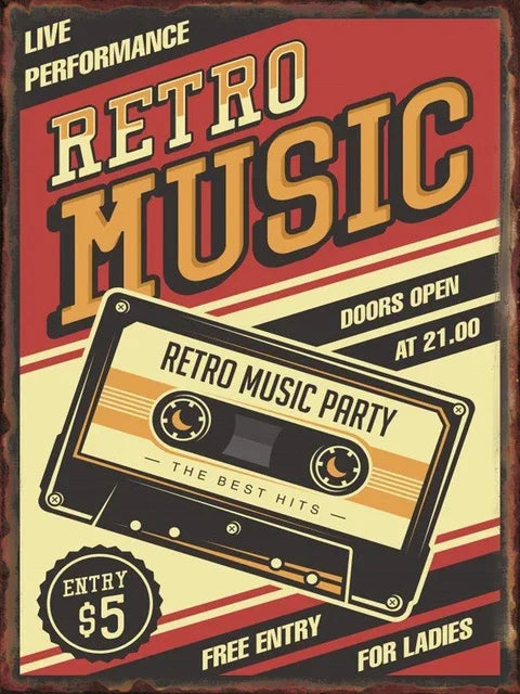 Retro Vintage Music Tin Signs - Buy 2 Get 1 Free