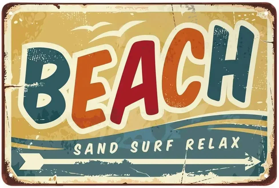Retro Tin Beach Signs - Buy 2 Get 1 Free