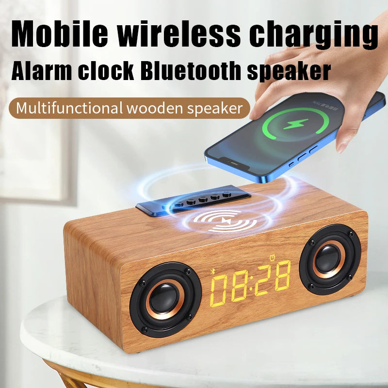 Fast Wireless Charger & Bluetooth Wooden Speaker