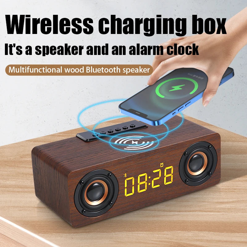 Fast Wireless Charger & Bluetooth Wooden Speaker